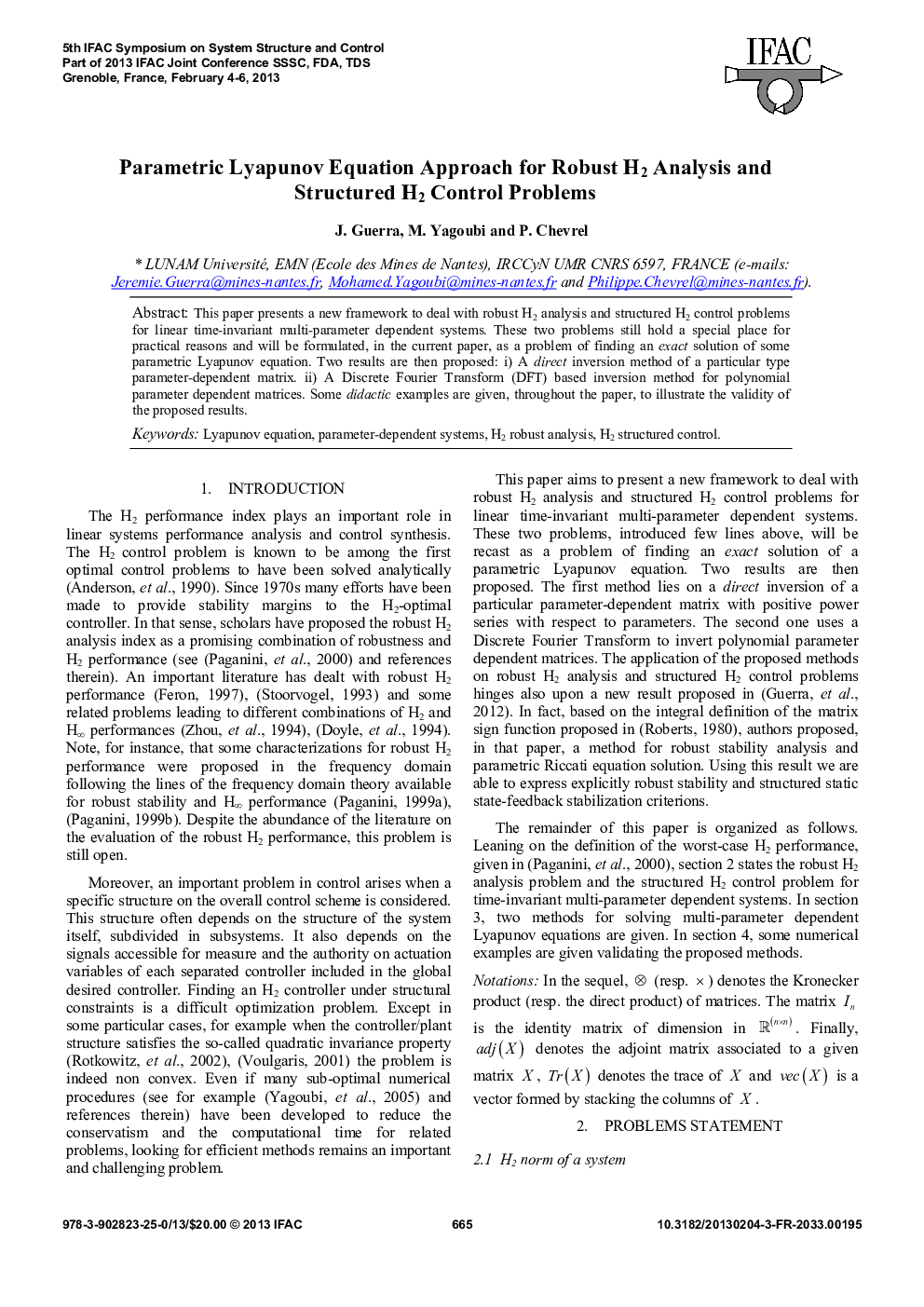 Parametric Lyapunov Equation Approach for Robust H2 Analysis and Structured H2 Control Problems