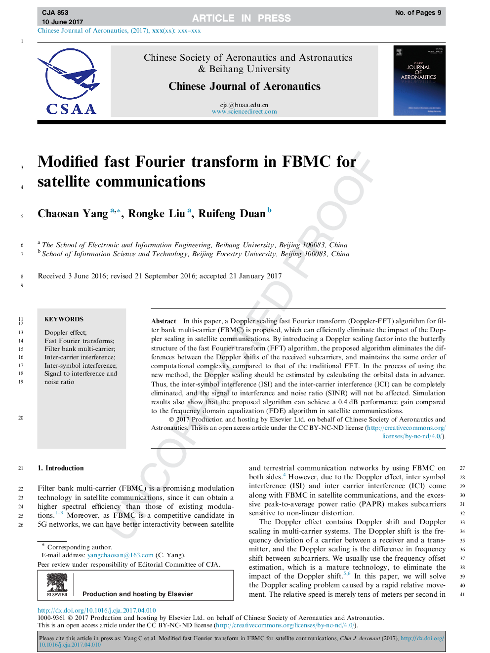 Modified fast Fourier transform in FBMC for satellite communications