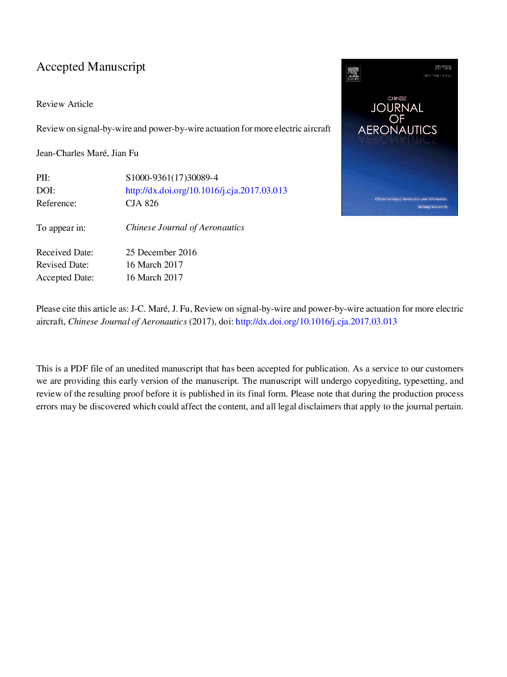 Review on signal-by-wire and power-by-wire actuation for more electric aircraft