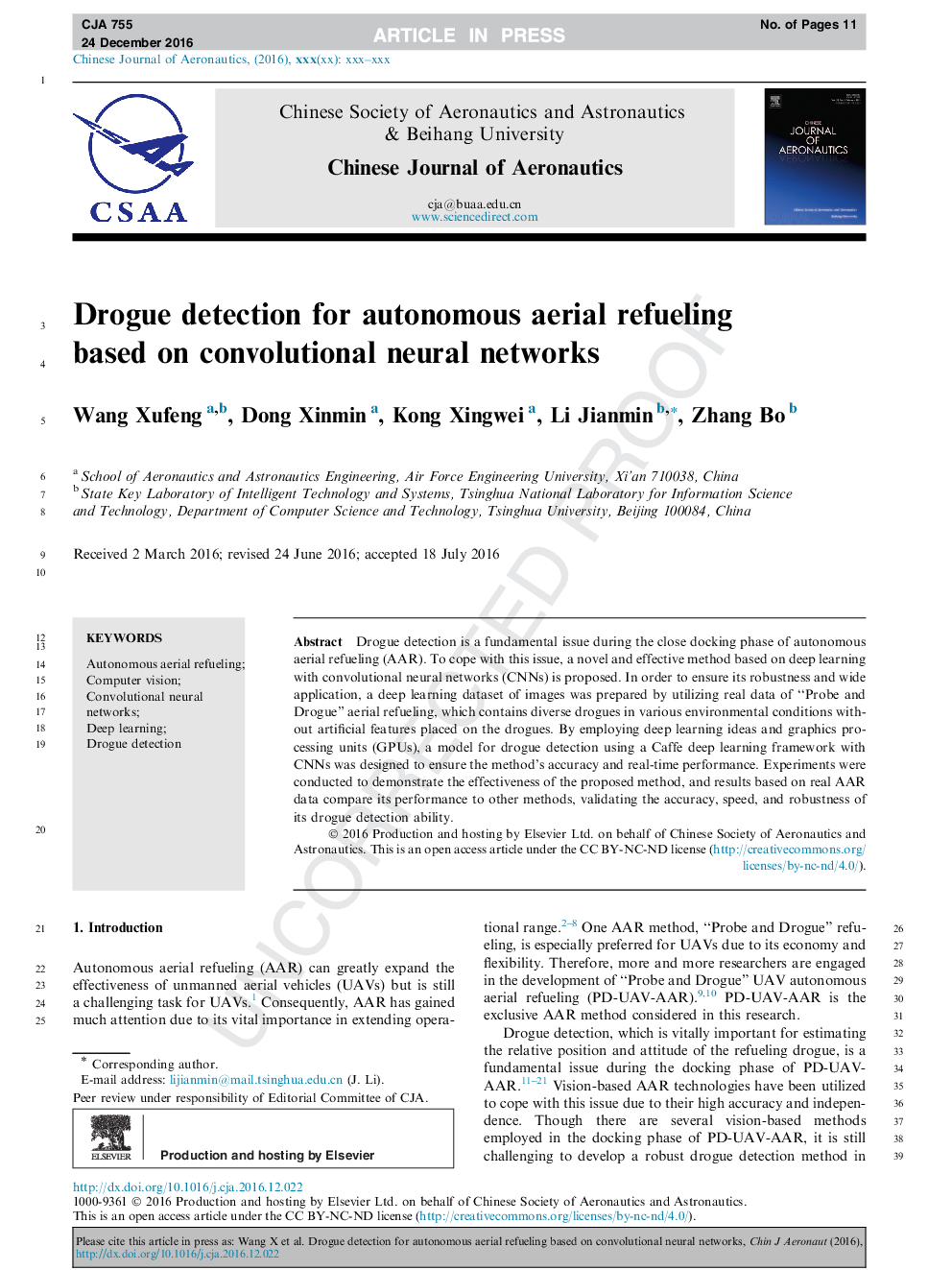 Drogue detection for autonomous aerial refueling based on convolutional neural networks