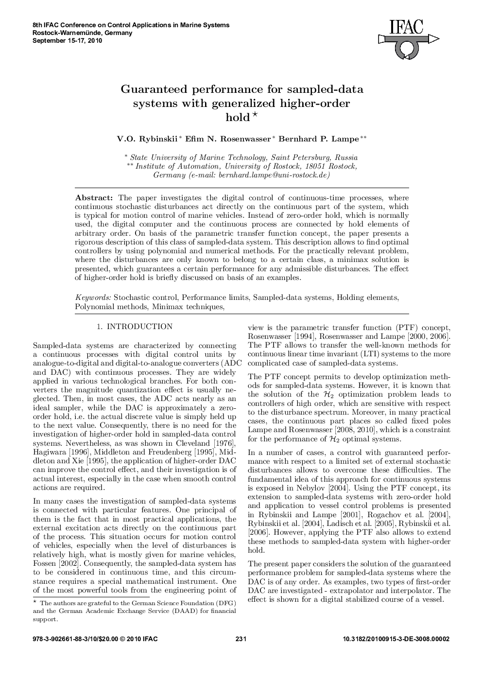 Guaranteed performance for sampled-data systems with generalized higher-order hold 