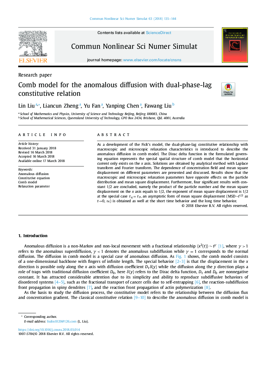 Comb model for the anomalous diffusion with dual-phase-lag constitutive relation