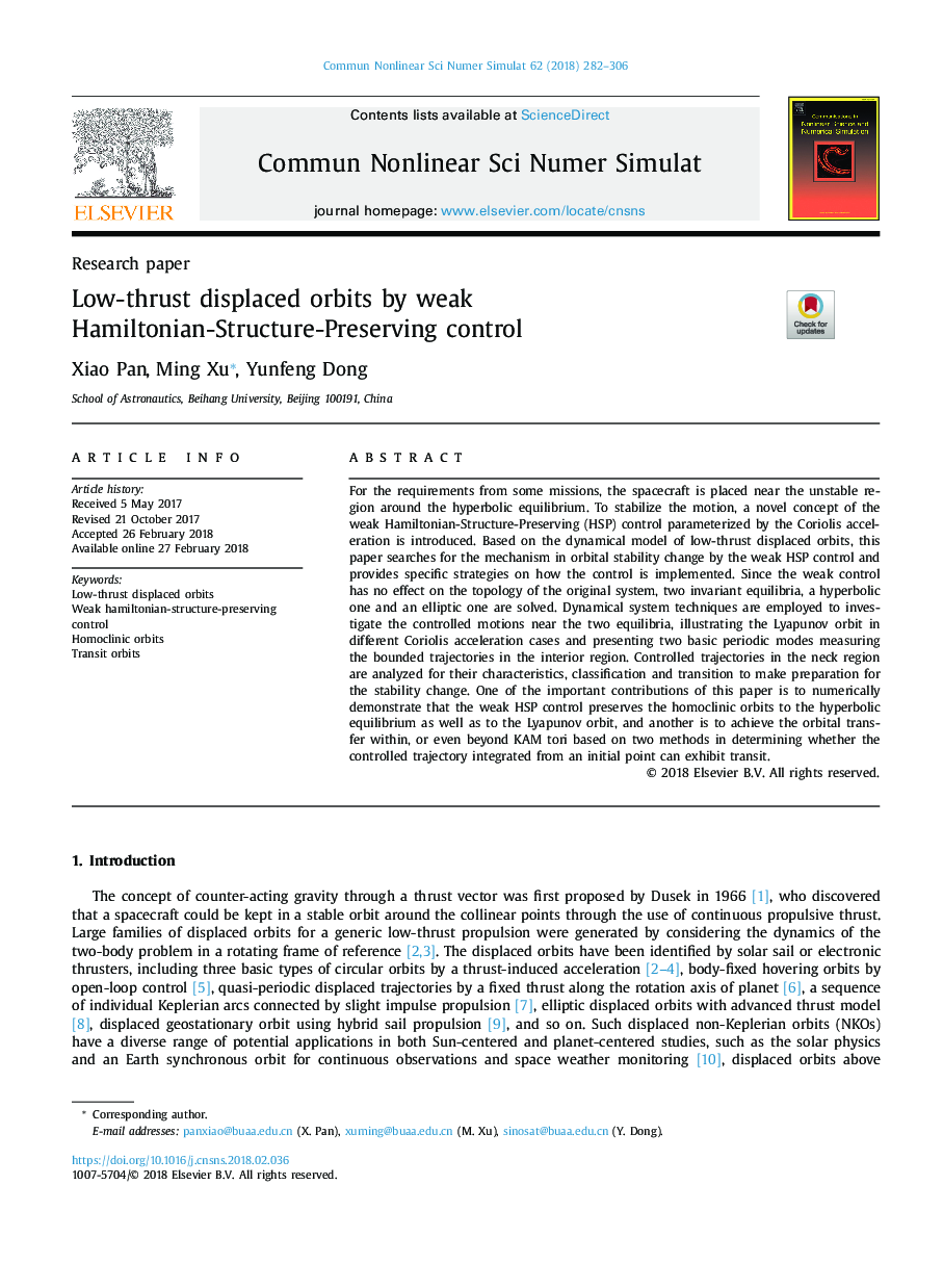 Low-thrust displaced orbits by weak Hamiltonian-Structure-Preserving control