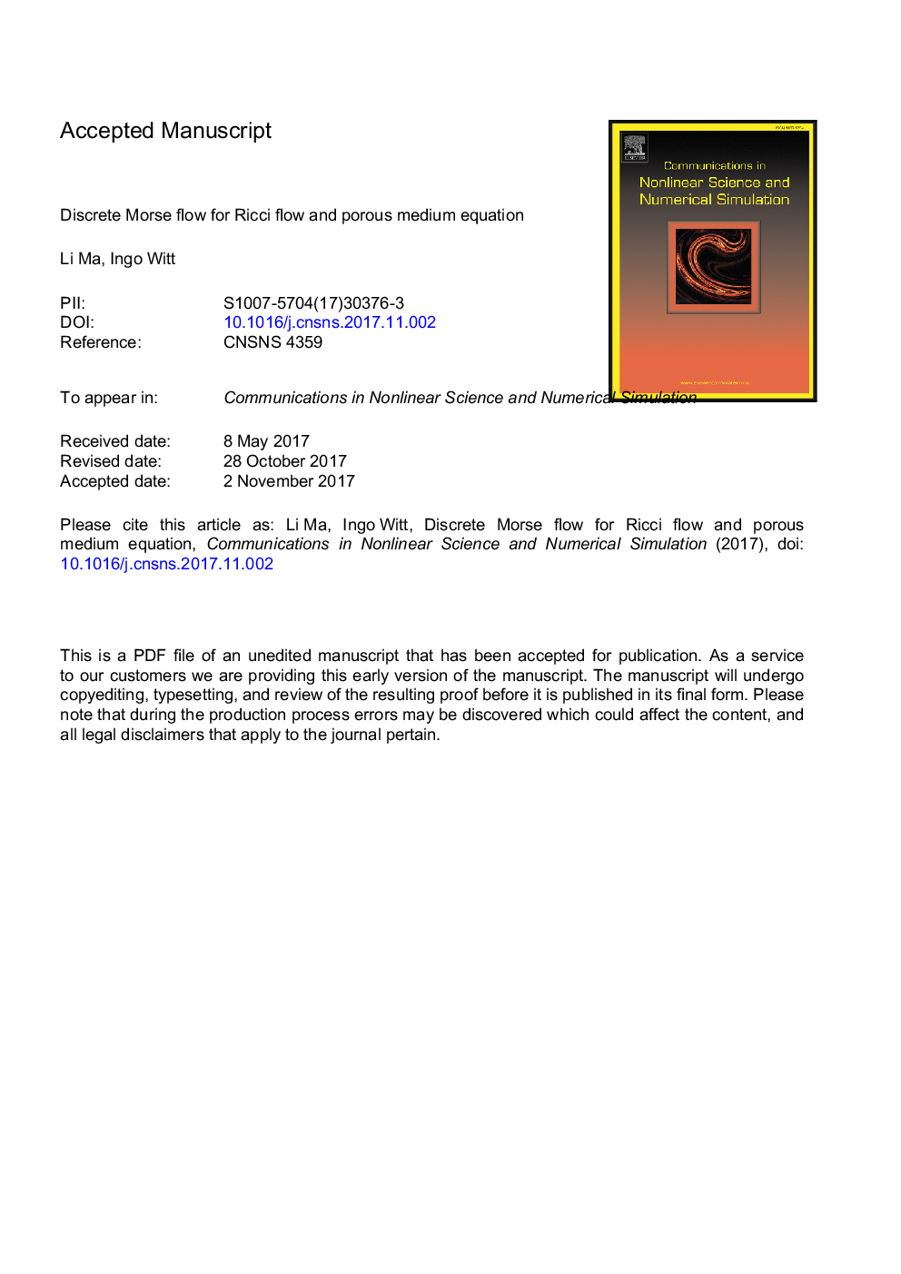 Discrete Morse flow for Ricci flow and porous medium equation