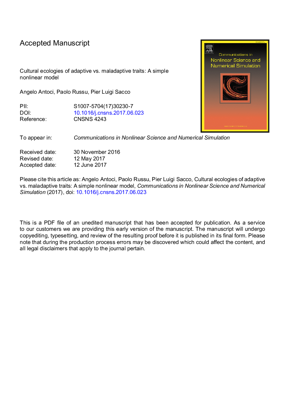 Cultural ecologies of adaptive vs. maladaptive traits: A simple nonlinear model