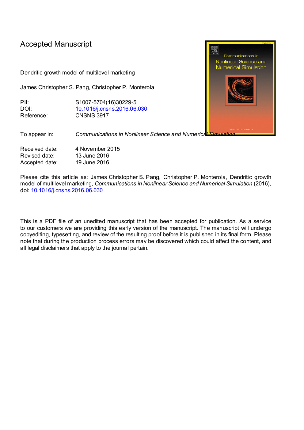 Dendritic growth model of multilevel marketing