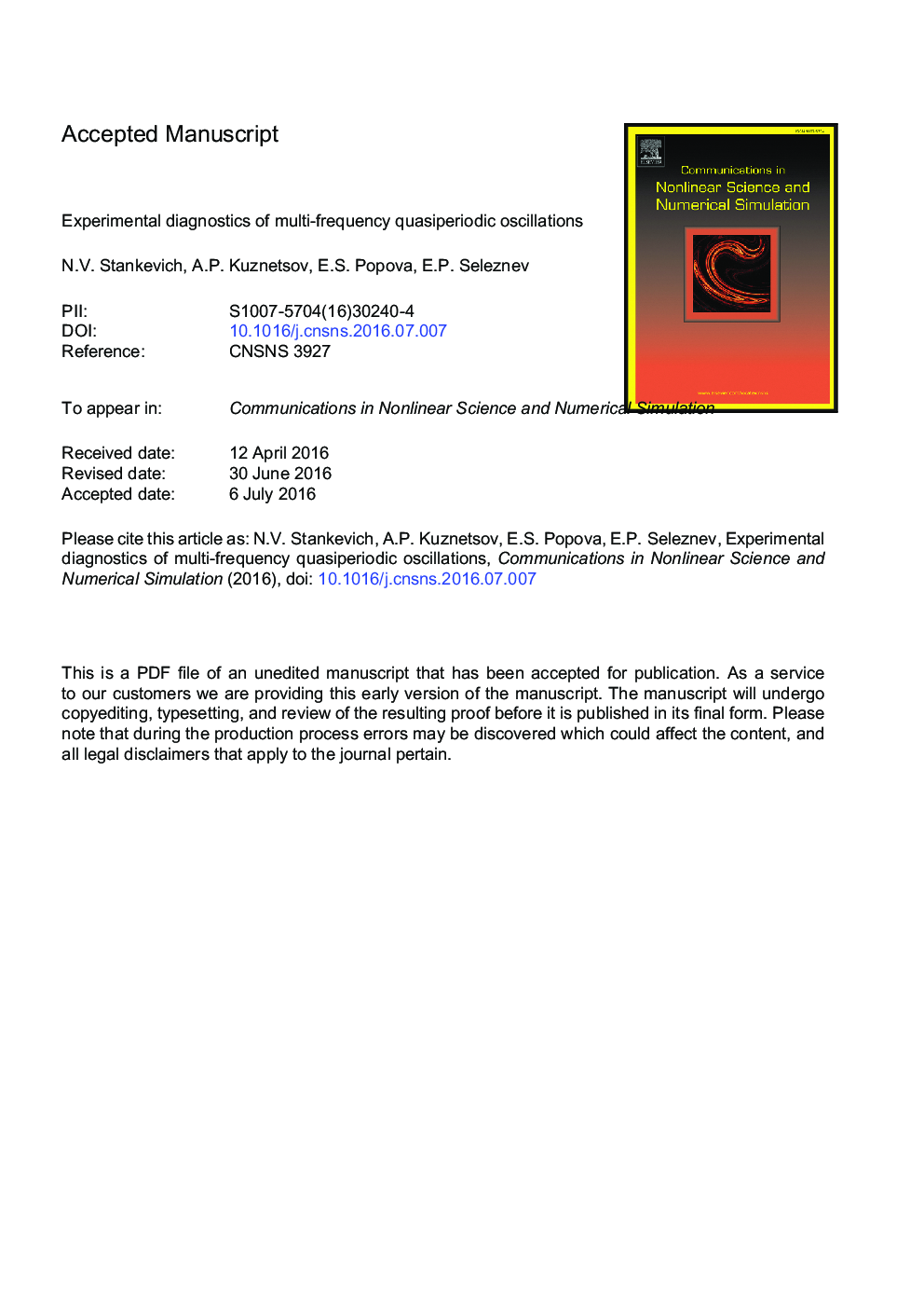 Experimental diagnostics of multi-frequency quasiperiodic oscillations