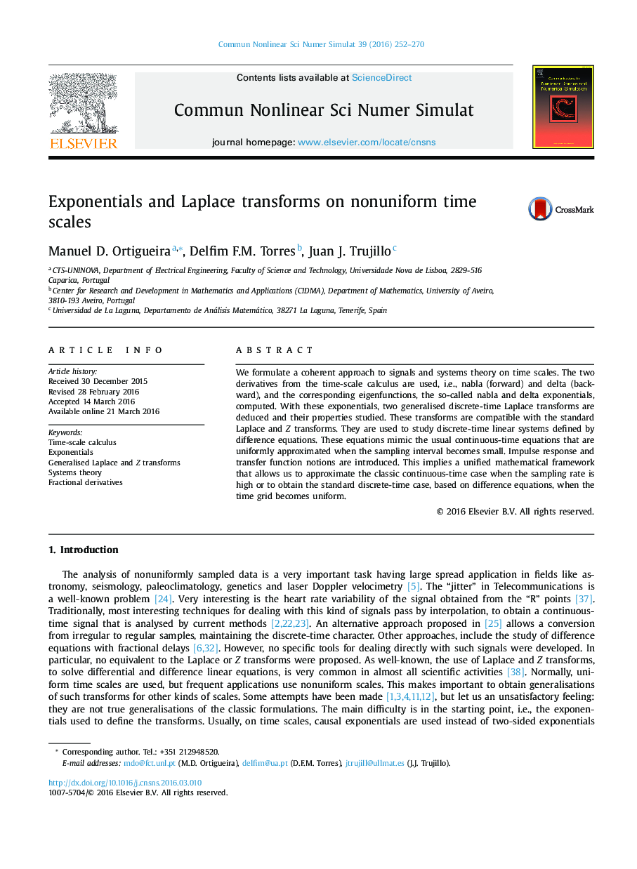 Exponentials and Laplace transforms on nonuniform time scales