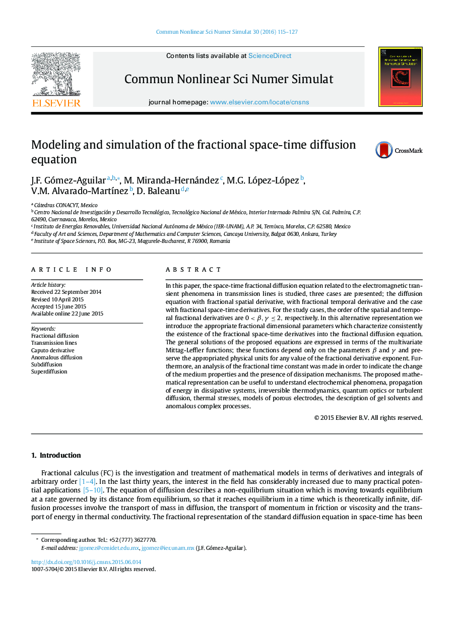 Modeling and simulation of the fractional space-time diffusion equation