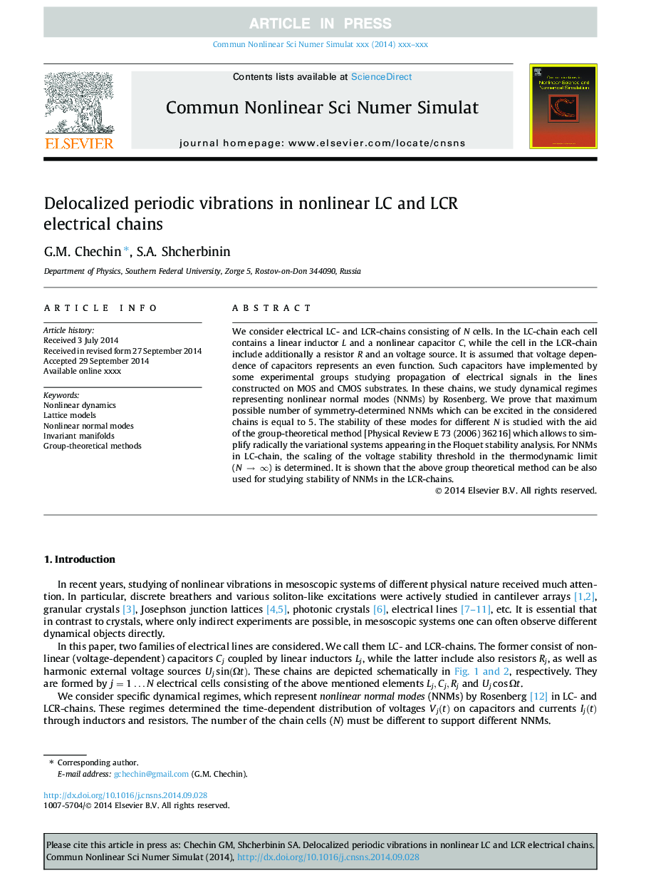 Delocalized periodic vibrations in nonlinear LC and LCR electrical chains