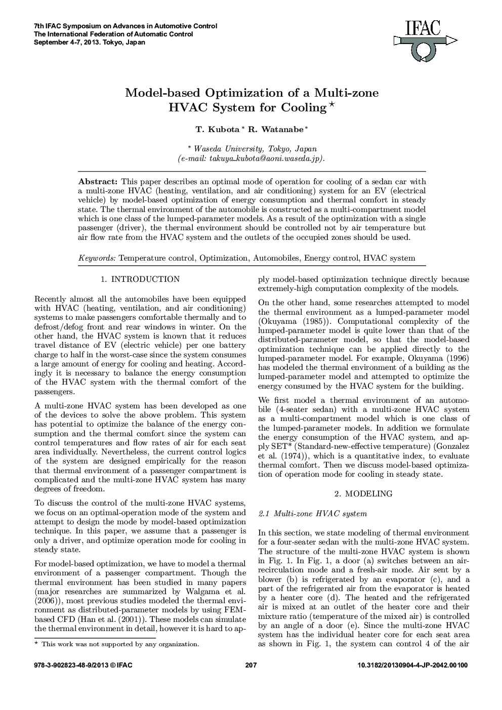 Model-based Optimization of a Multi-zone HVAC System for Cooling 