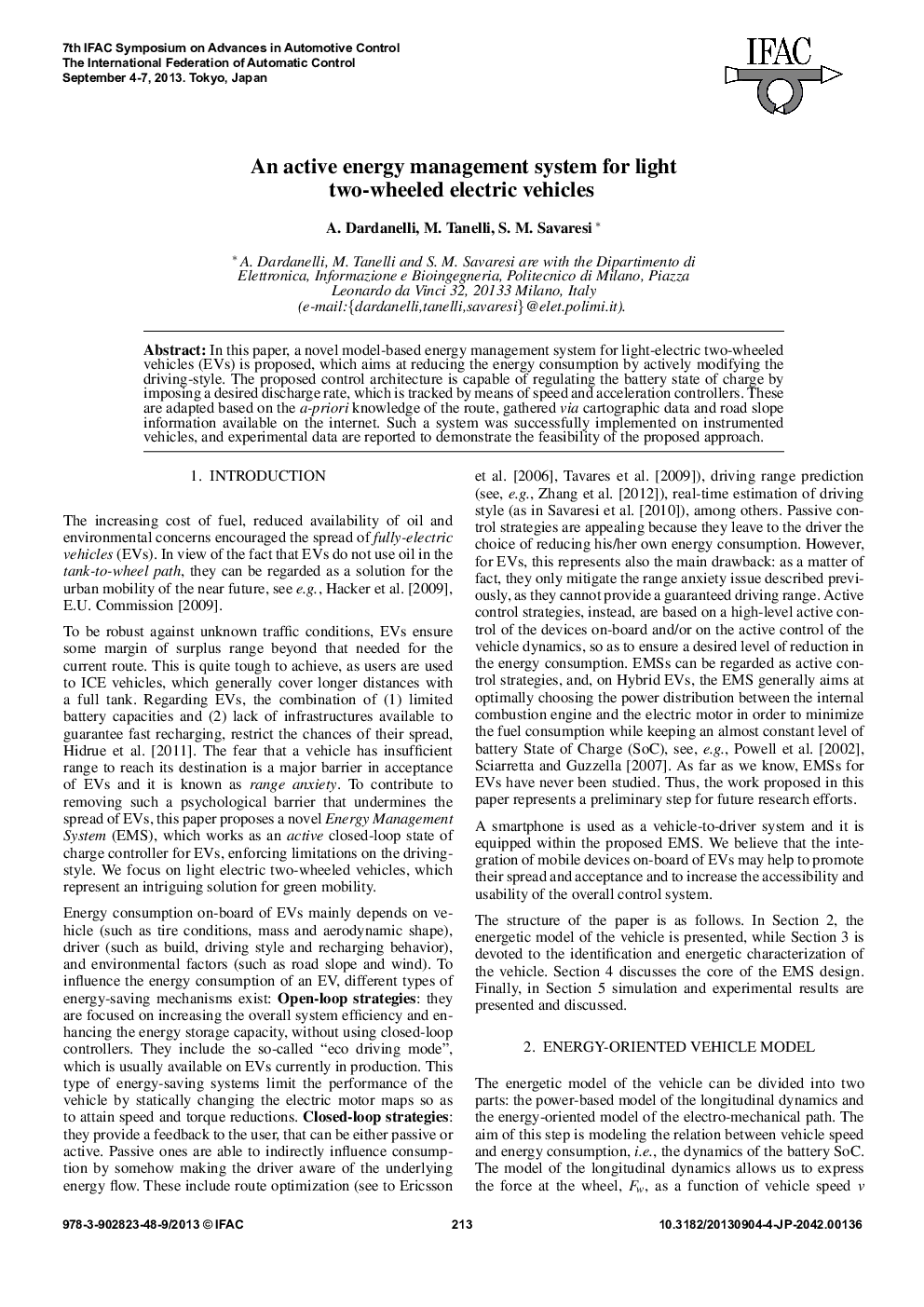An active energy management system for light two-wheeled electric vehicles