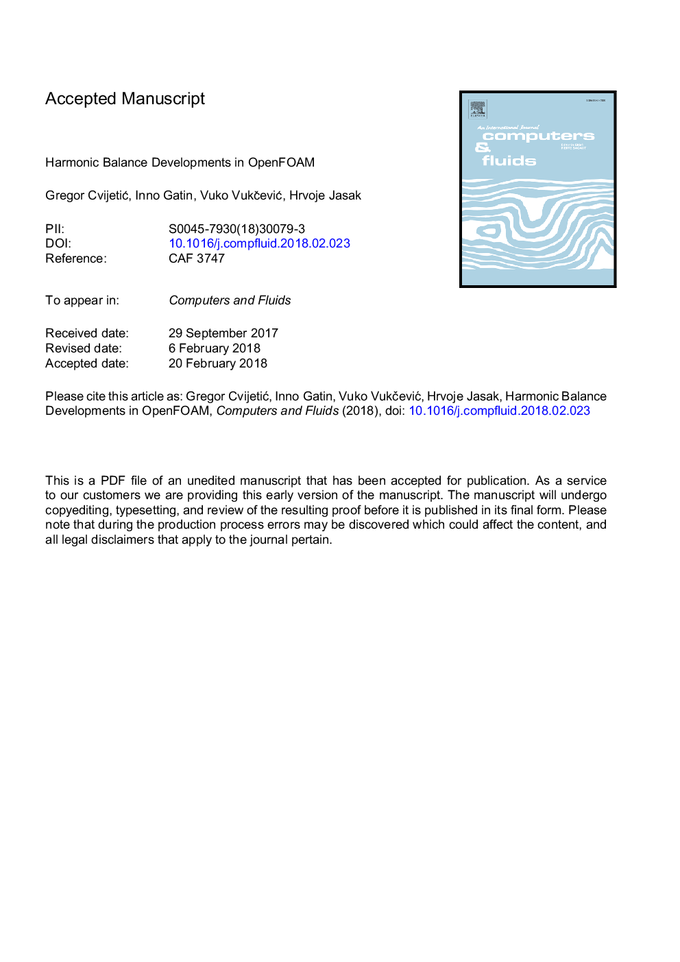 عکس صفحه اول مقاله: Harmonic Balance developments in OpenFOAM Harmonic Balance developments in OpenFOAM