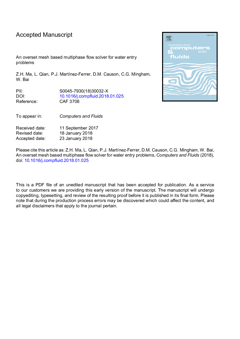 An overset mesh based multiphase flow solver for water entry problems