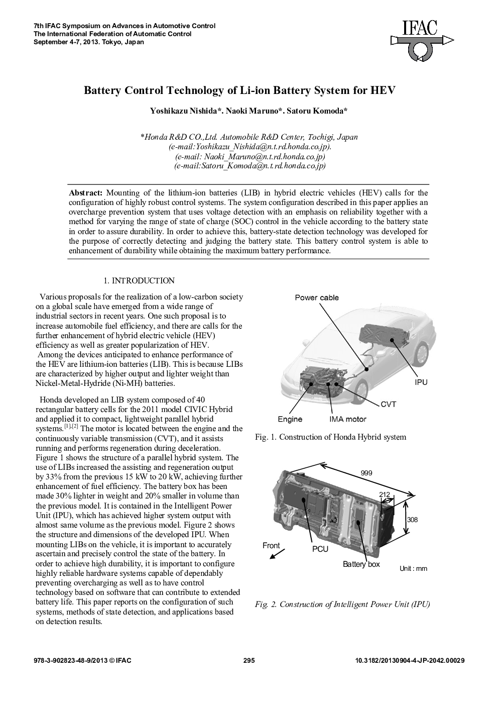 Battery Control Technology of Li-ion Battery System for HEV