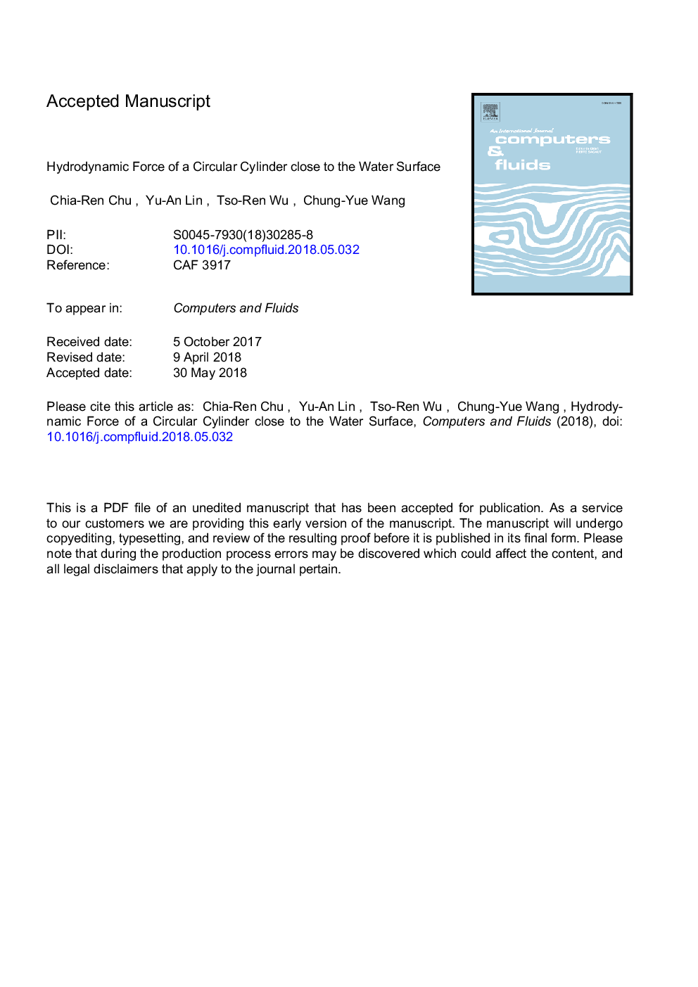 نیروی هیدرودینامیکی سیلندر دایره ای نزدیک به سطح آب 