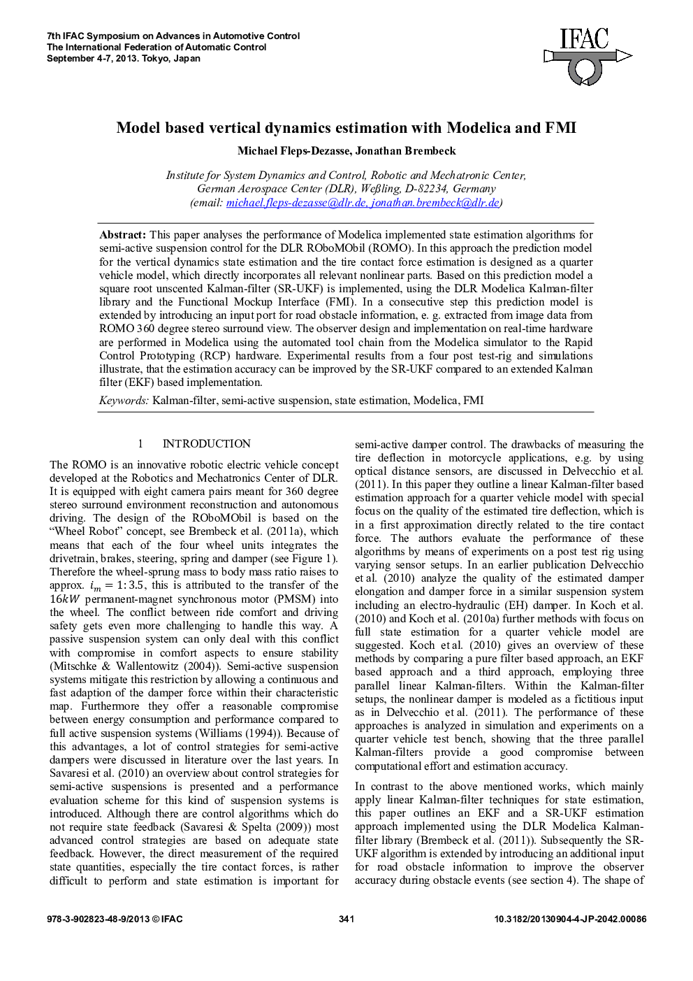 Model based vertical dynamics estimation with Modelica and FMI