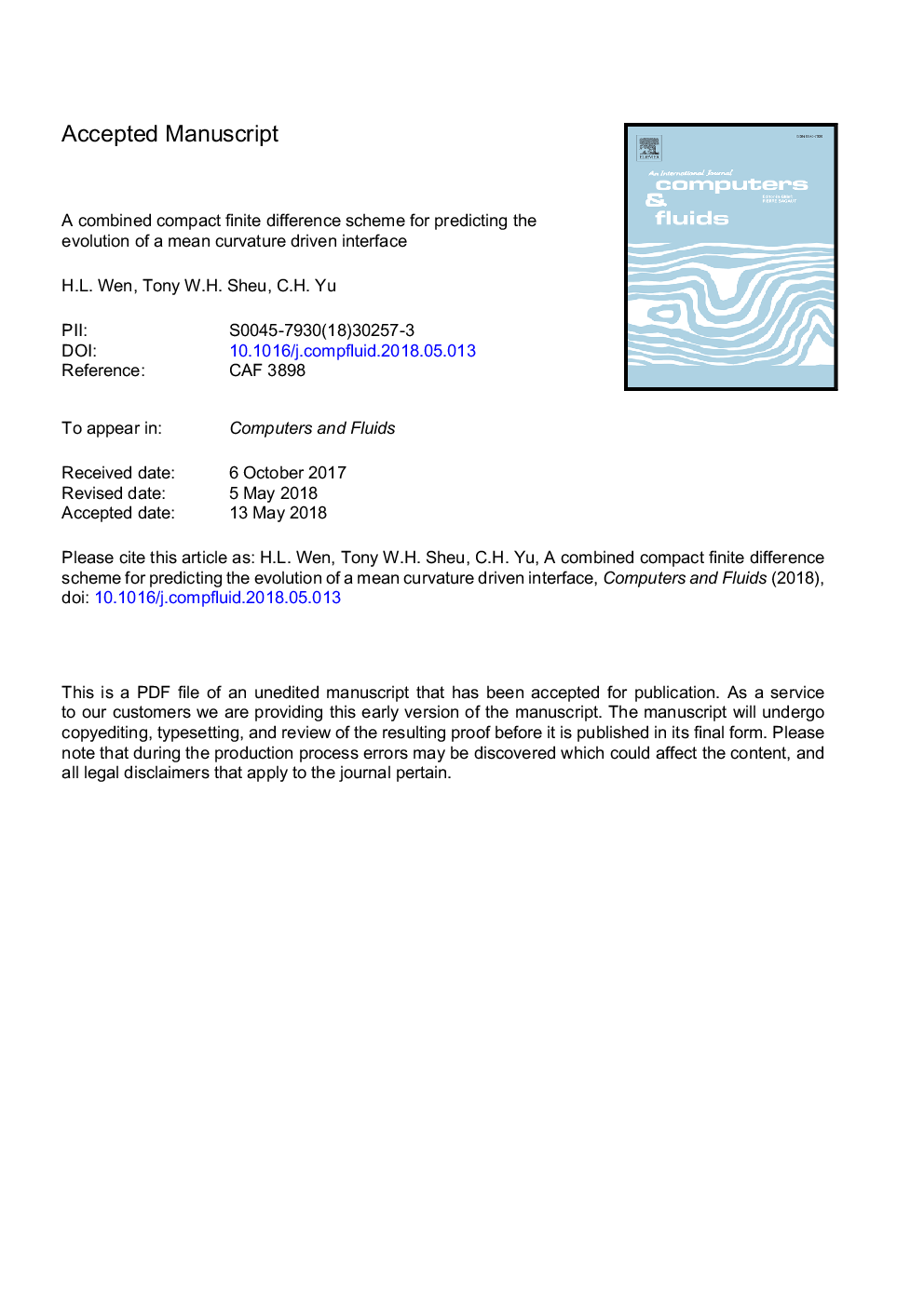 A combined compact finite difference scheme for predicting the evolution of a mean curvature driven interface