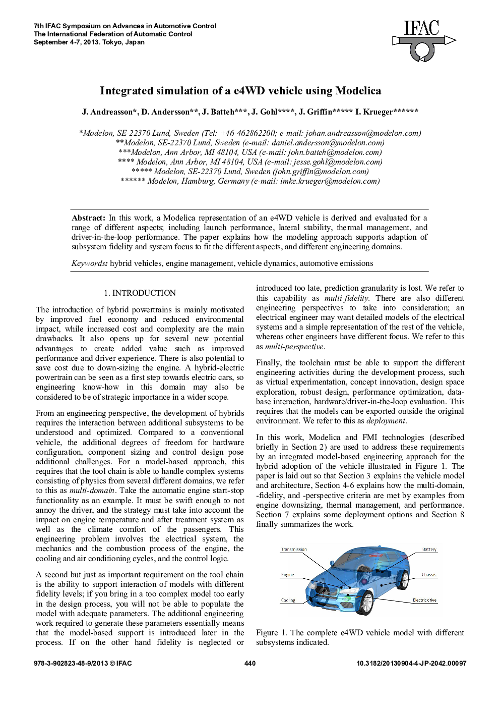 Integrated simulation of a e4WD vehicle using Modelica