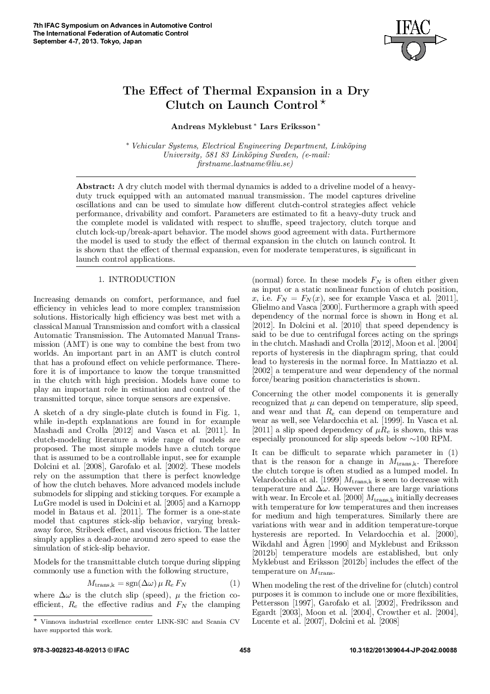 The Effect of Thermal Expansion in a Dry Clutch on Launch Control 