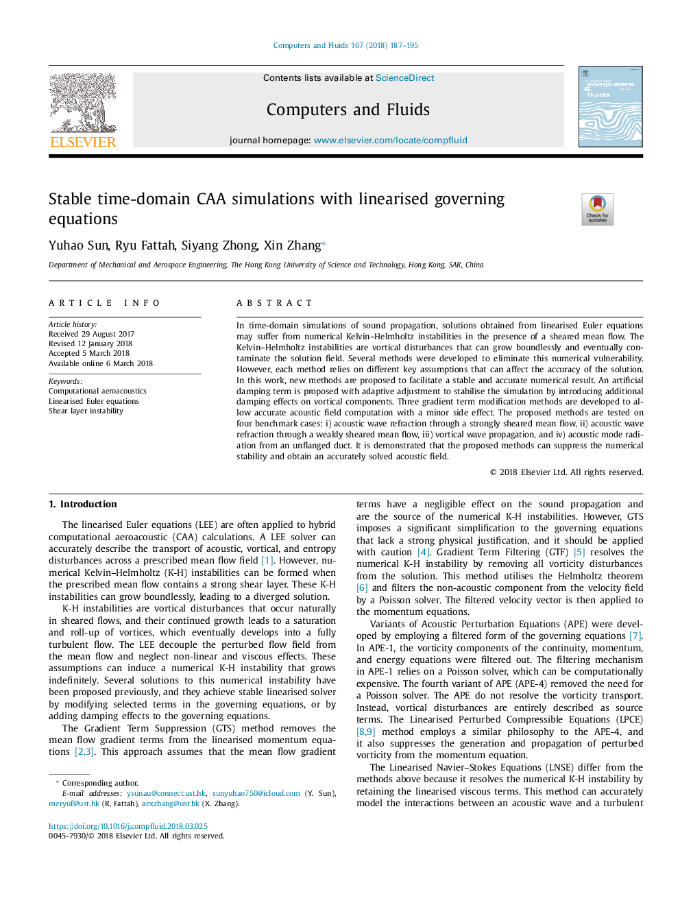 Stable time-domain CAA simulations with linearised governing equations