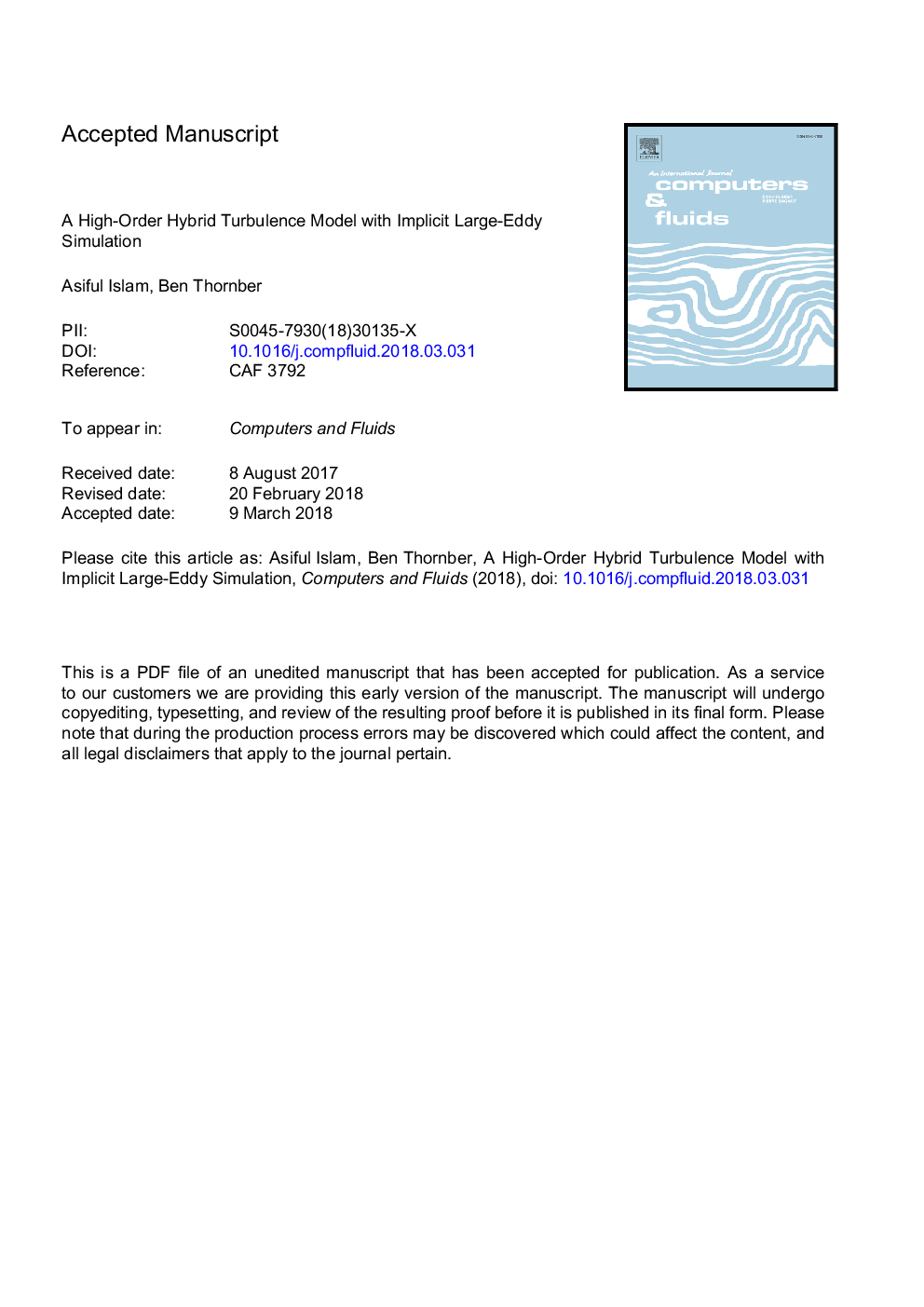 A high-order hybrid turbulence model with implicit large-eddy simulation