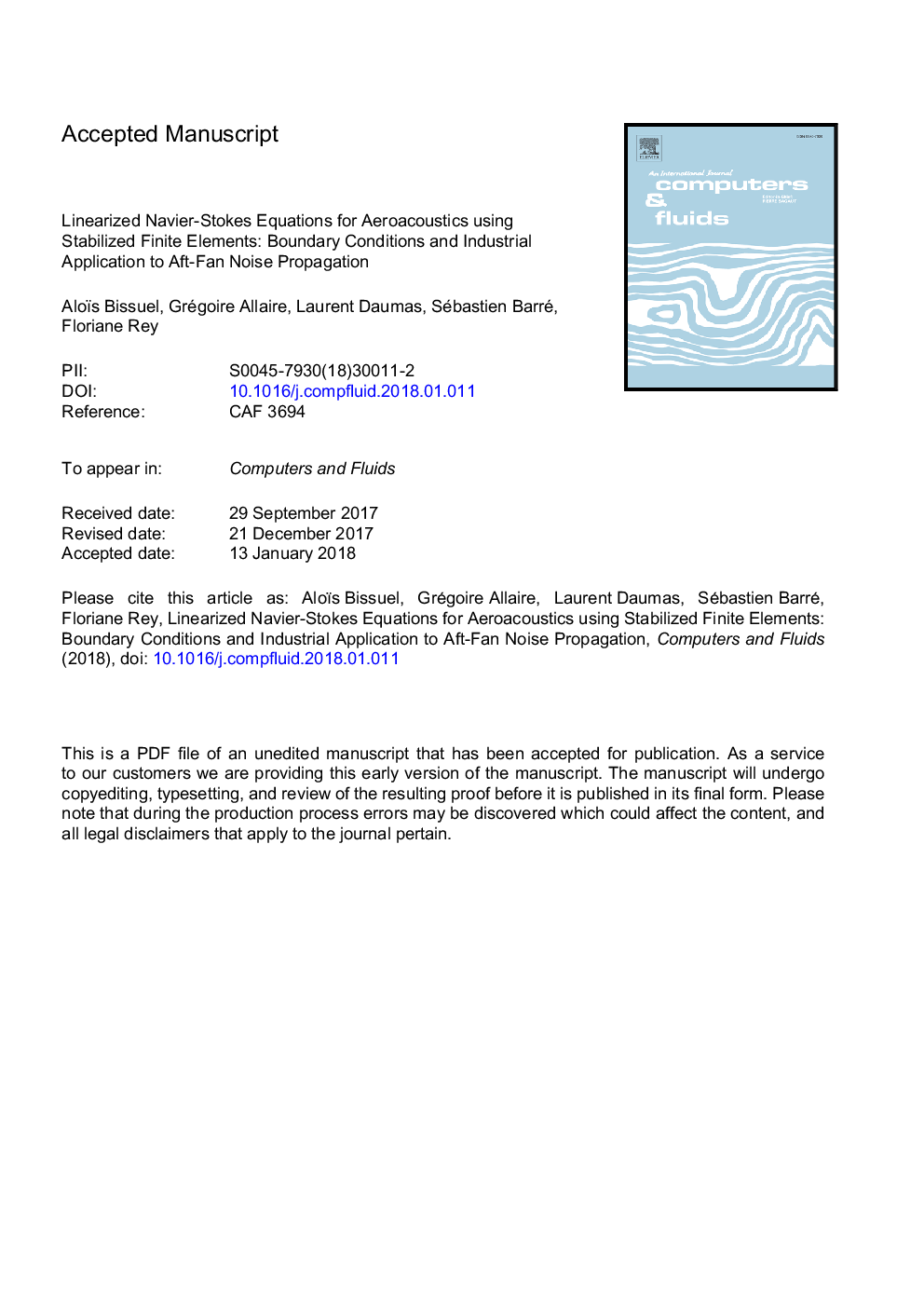 Linearized Navier-Stokes equations for aeroacoustics using stabilized finite elements: Boundary conditions and industrial application to aft-fan noise propagation