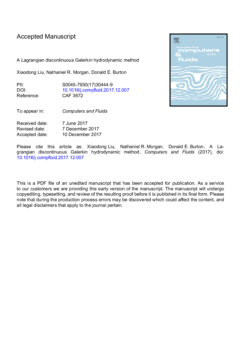 A Lagrangian discontinuous Galerkin hydrodynamic method