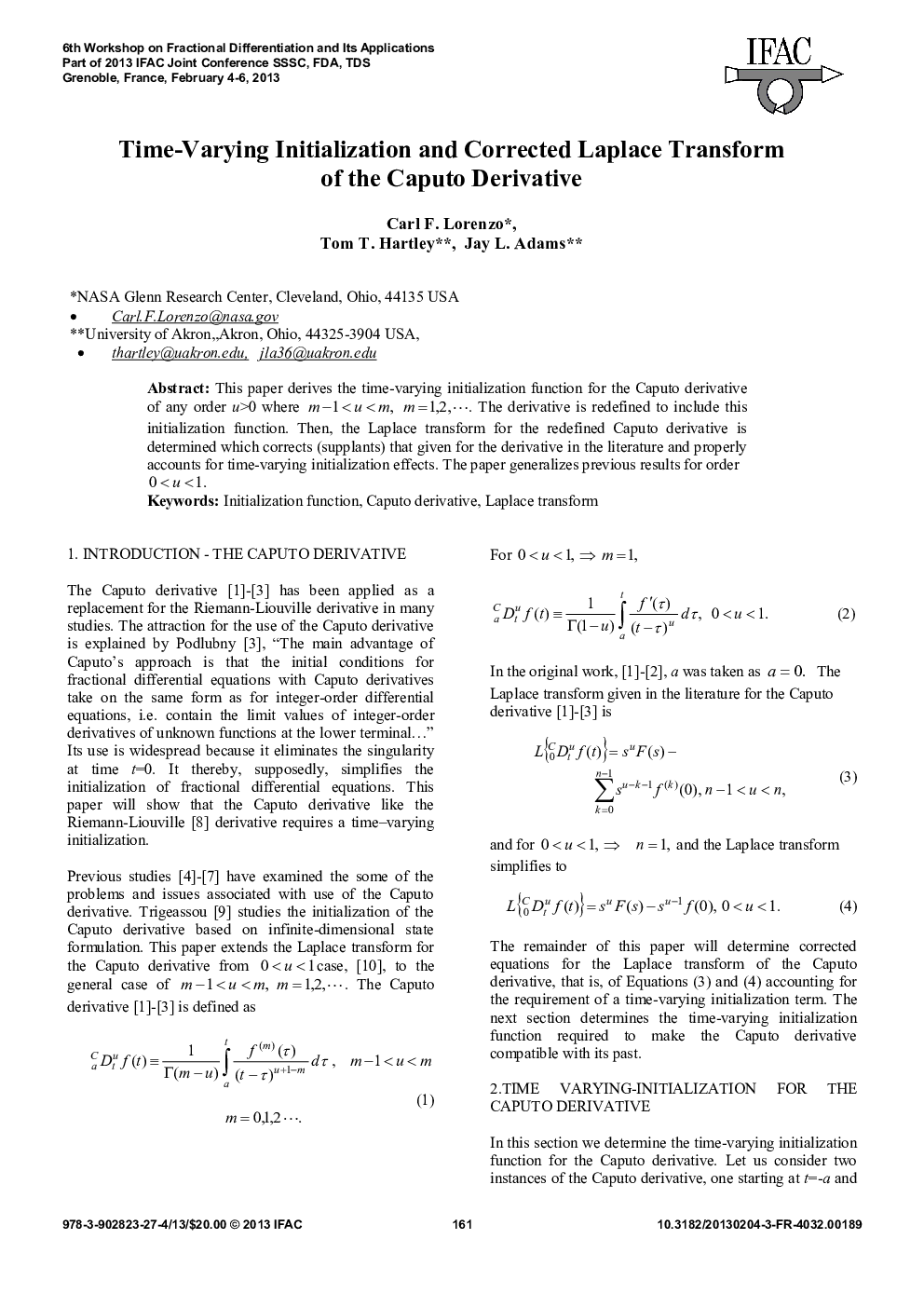 Time-Varying Initialization and Corrected Laplace Transform of the Caputo Derivative