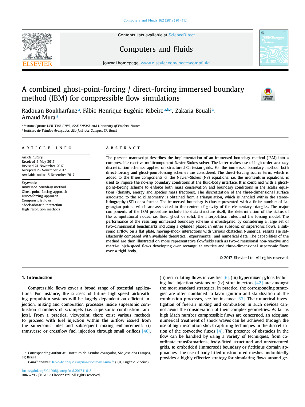 A combined ghost-point-forcing / direct-forcing immersed boundary method (IBM) for compressible flow simulations