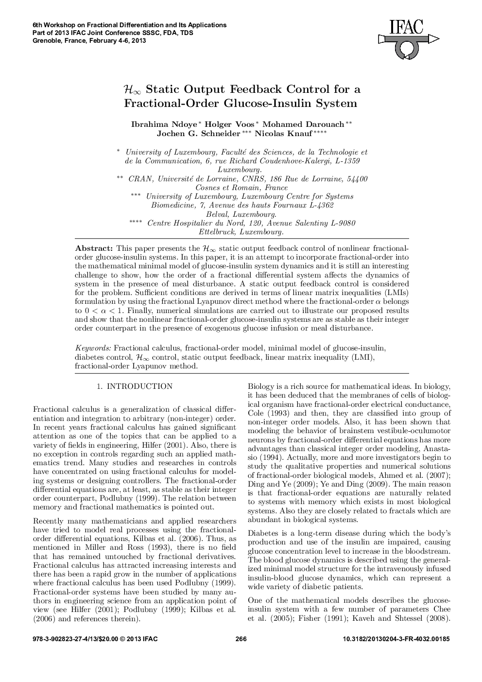 H∞ Static Output Feedback Control for a Fractional-Order Glucose-Insulin System