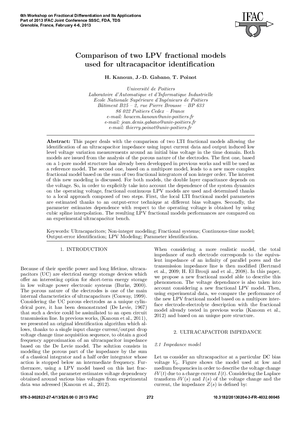 Comparison of two LPV fractional models used for ultracapacitor identification