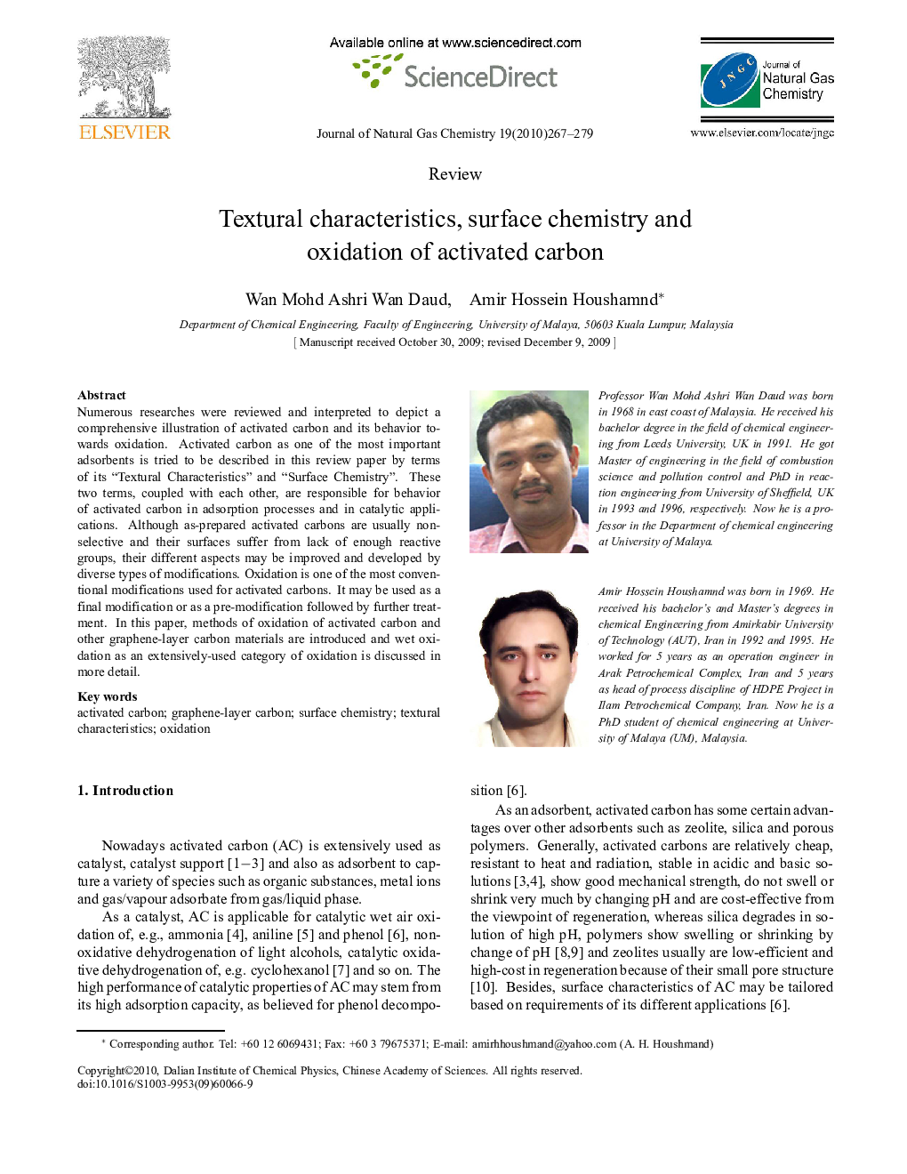 عکس صفحه اول مقاله: Textural characteristics, surface chemistry and oxidation of activated carbon Textural characteristics, surface chemistry and oxidation of activated carbon