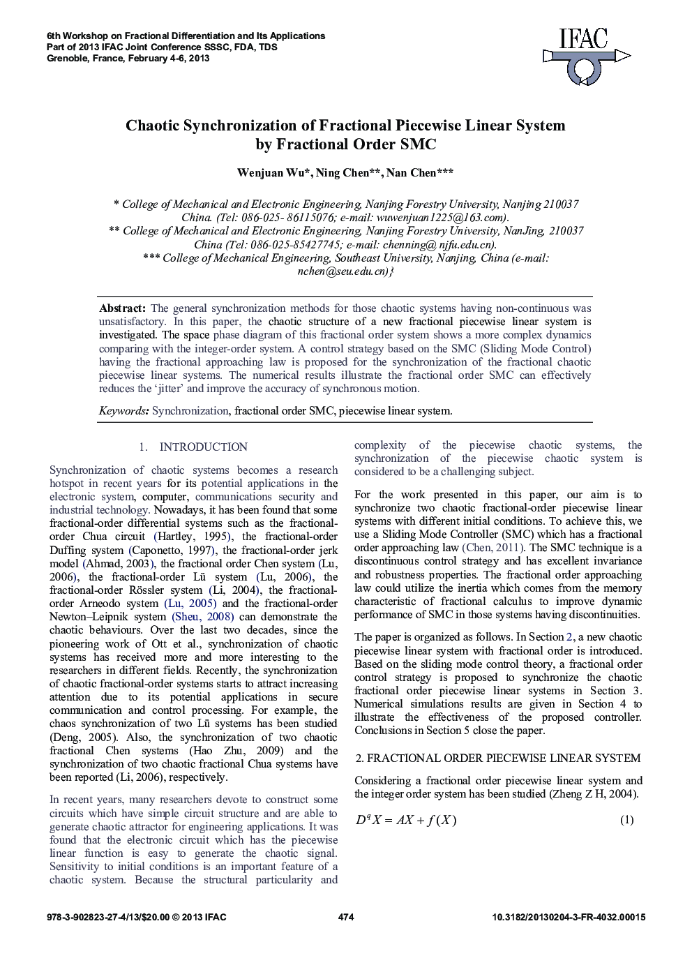 Chaotic Synchronization of Fractional Piecewise Linear System by Fractional Order SMC