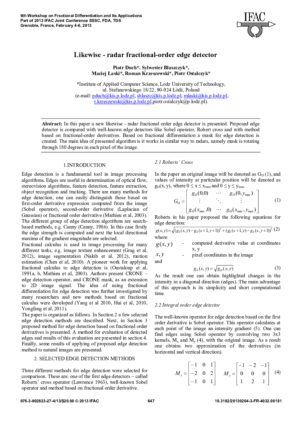 Likewise - radar fractional-order edge detector