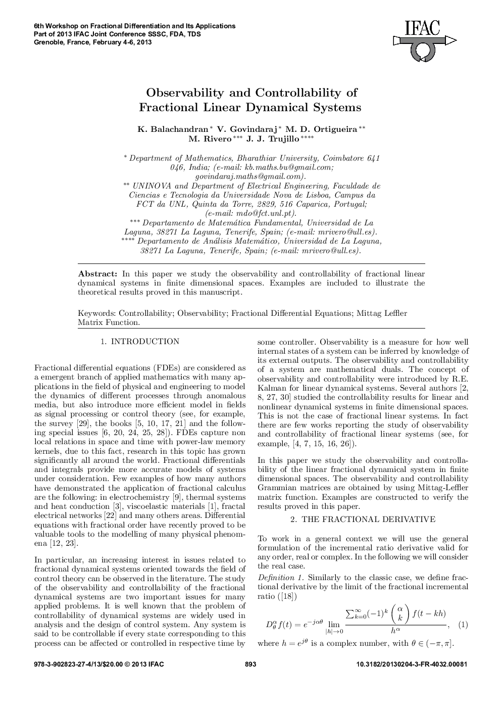 Observability and Controllability of Fractional Linear Dynamical Systems