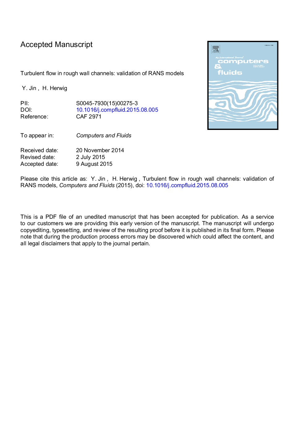 Turbulent flow in rough wall channels: Validation of RANS models