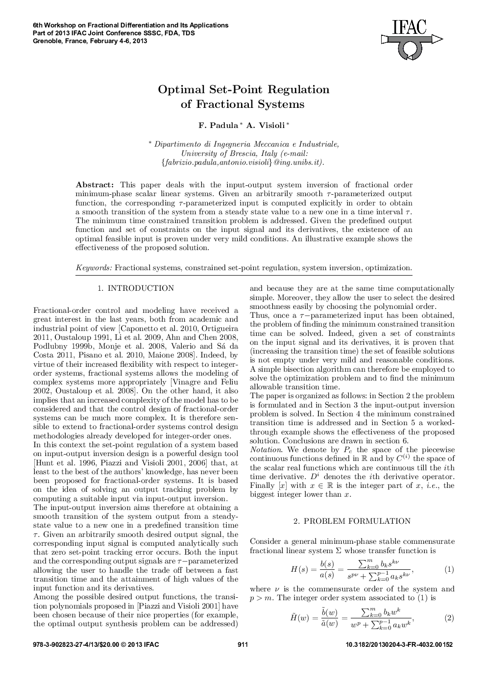 Optimal Set-Point Regulation of Fractional Systems