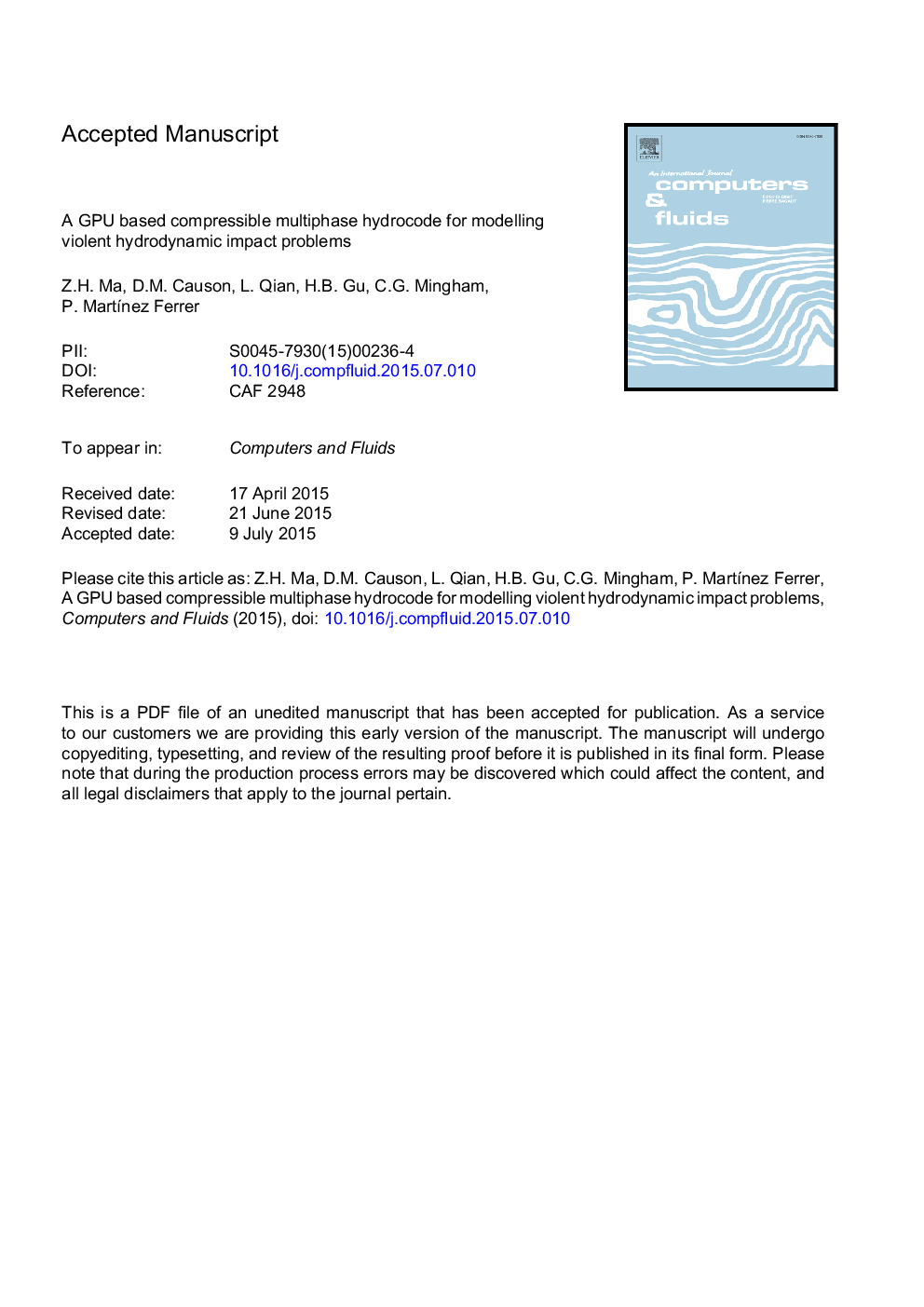 A GPU based compressible multiphase hydrocode for modelling violent hydrodynamic impact problems