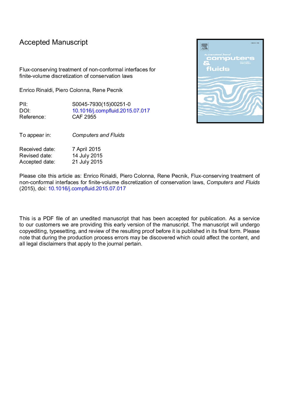 Flux-conserving treatment of non-conformal interfaces for finite-volume discretization of conservation laws