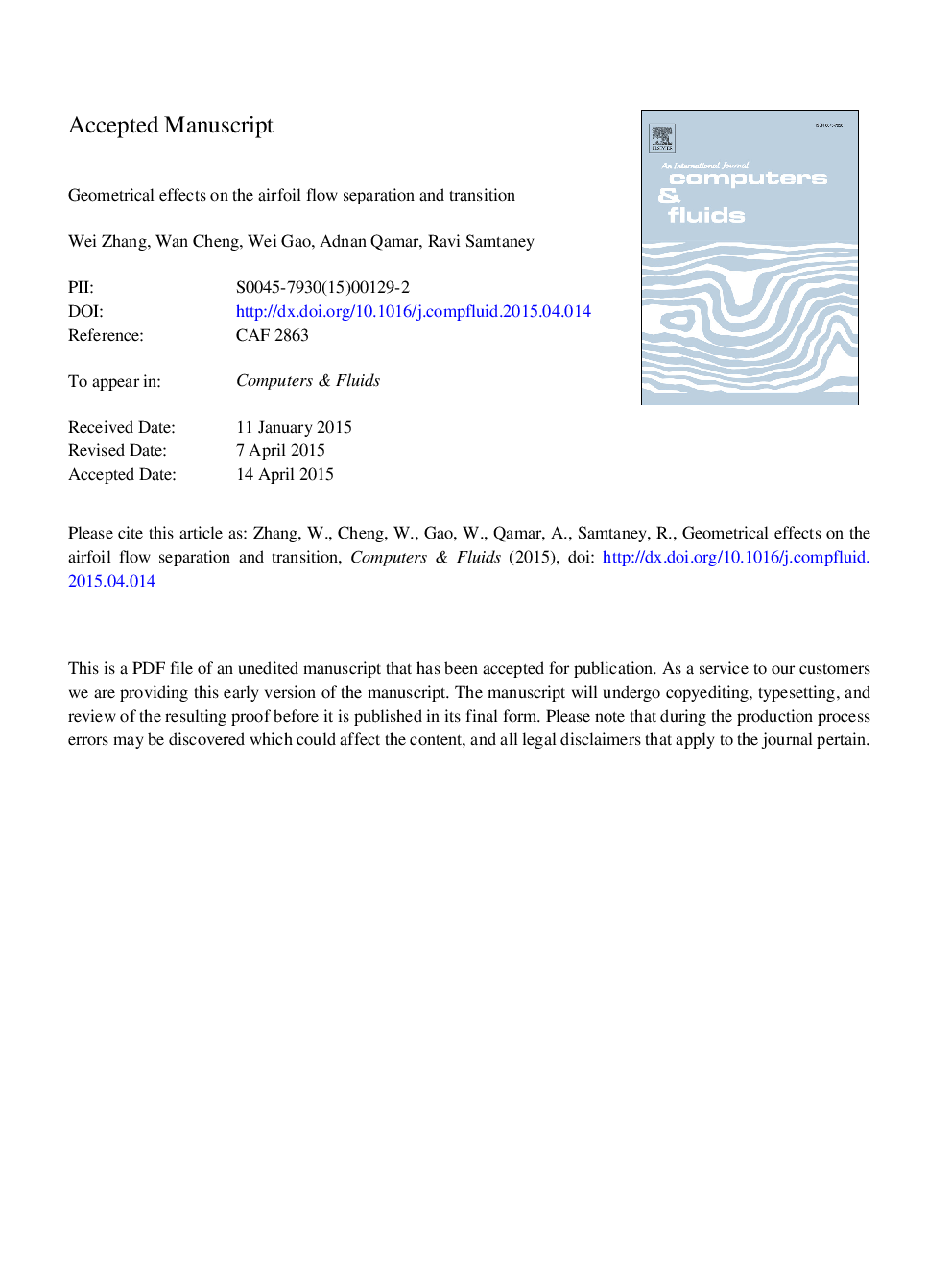 Geometrical effects on the airfoil flow separation and transition