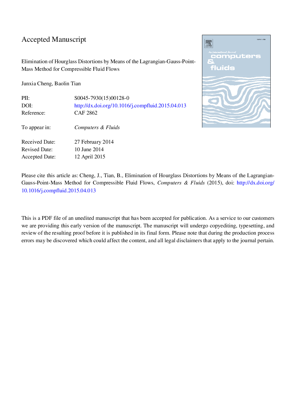 Elimination of hourglass distortions by means of the Lagrangian-Gauss-point-mass method for compressible fluid flows