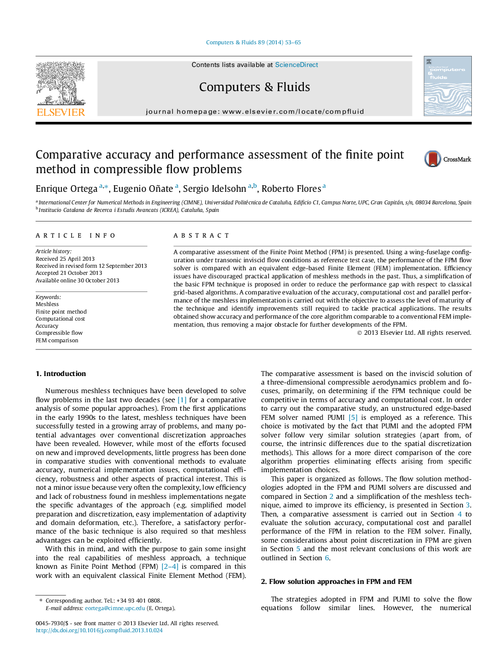 Comparative accuracy and performance assessment of the finite point method in compressible flow problems