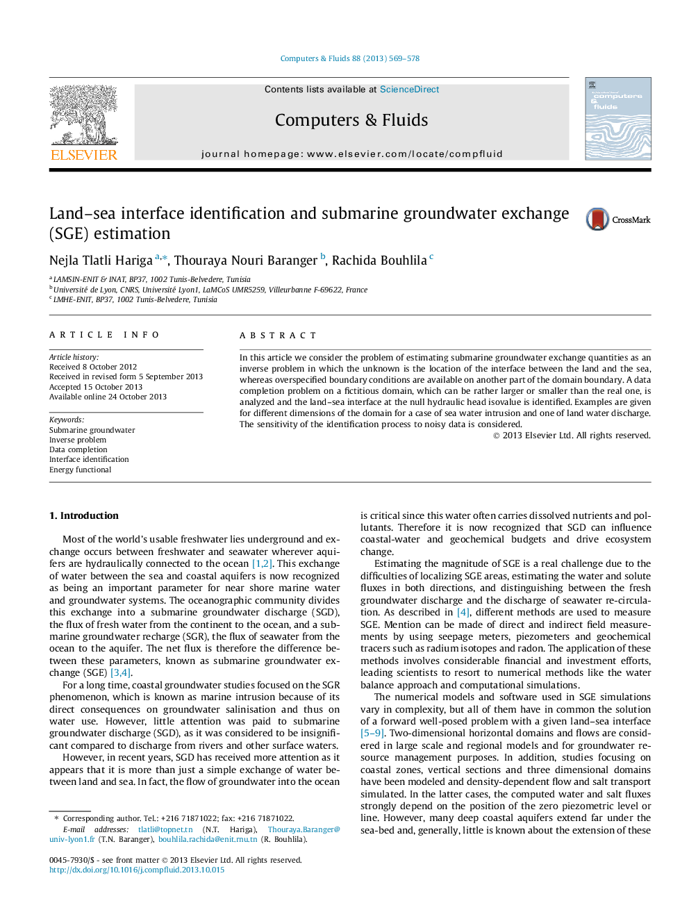 Land-sea interface identification and submarine groundwater exchange (SGE) estimation