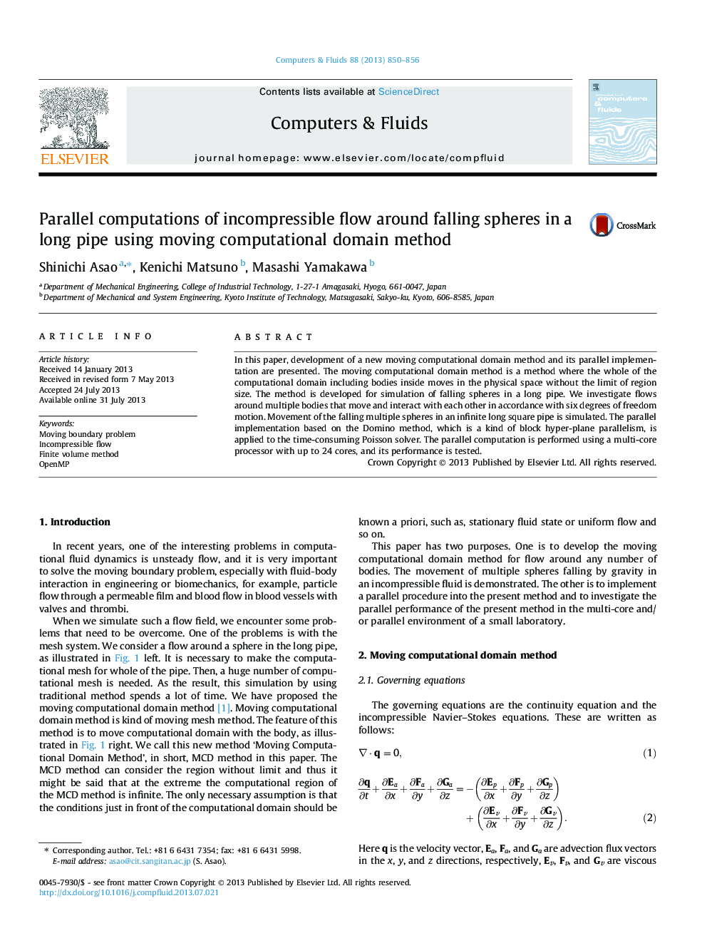 Parallel computations of incompressible flow around falling spheres in a long pipe using moving computational domain method