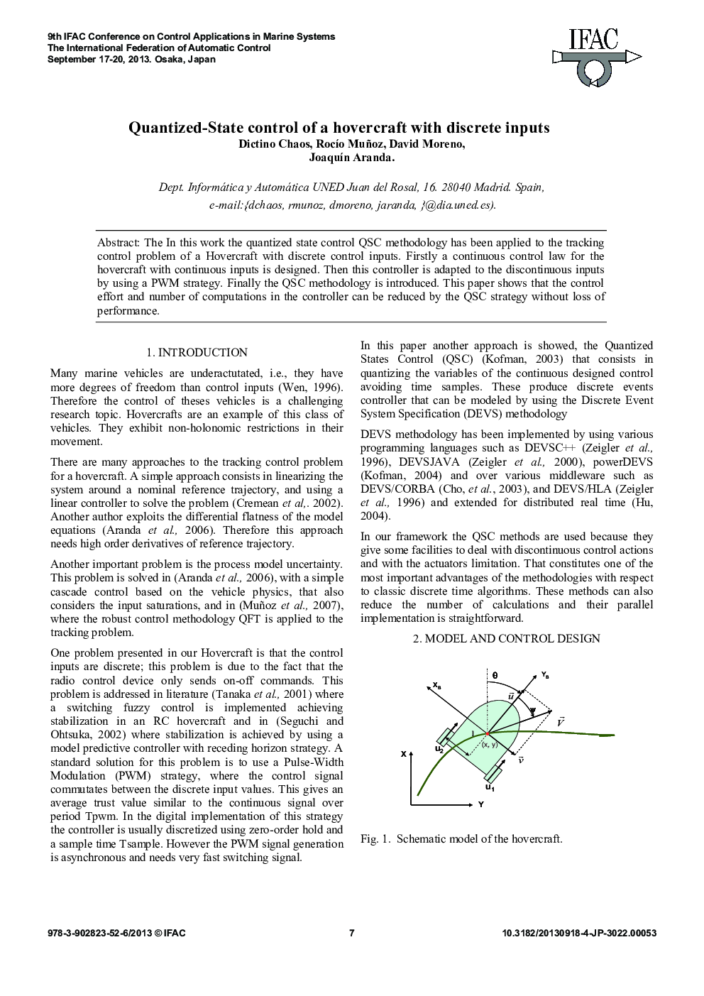 Quantized-State control of a hovercraft with discrete inputs