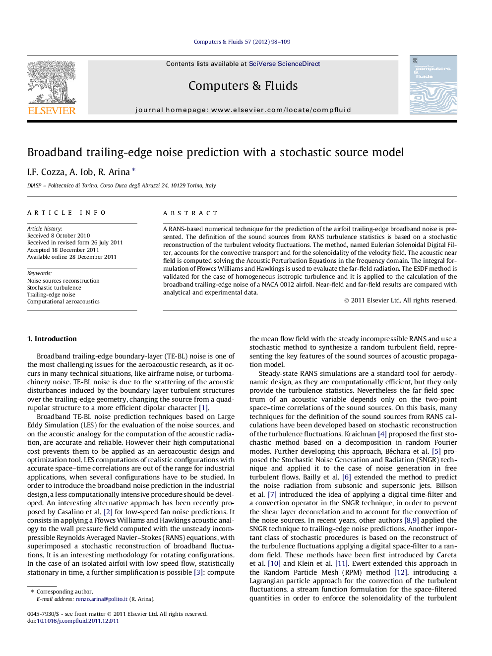 Broadband trailing-edge noise prediction with a stochastic source model