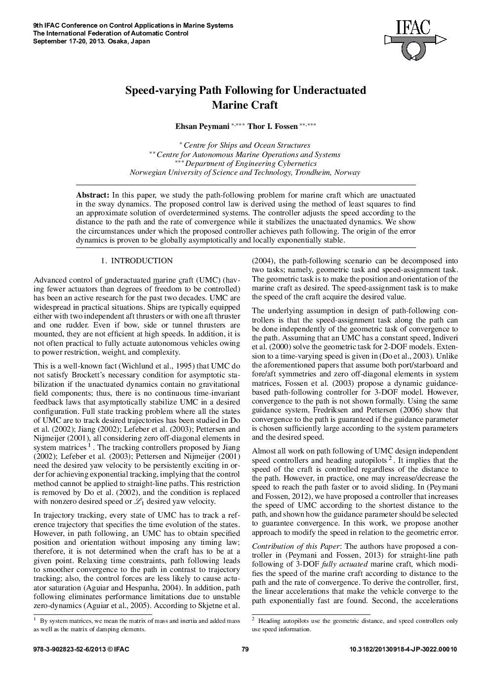 Speed-varying Path Following for Underactuated Marine Craft