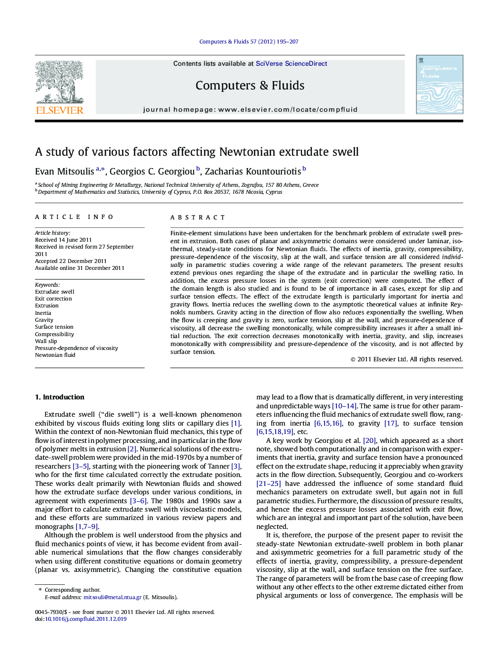 A study of various factors affecting Newtonian extrudate swell