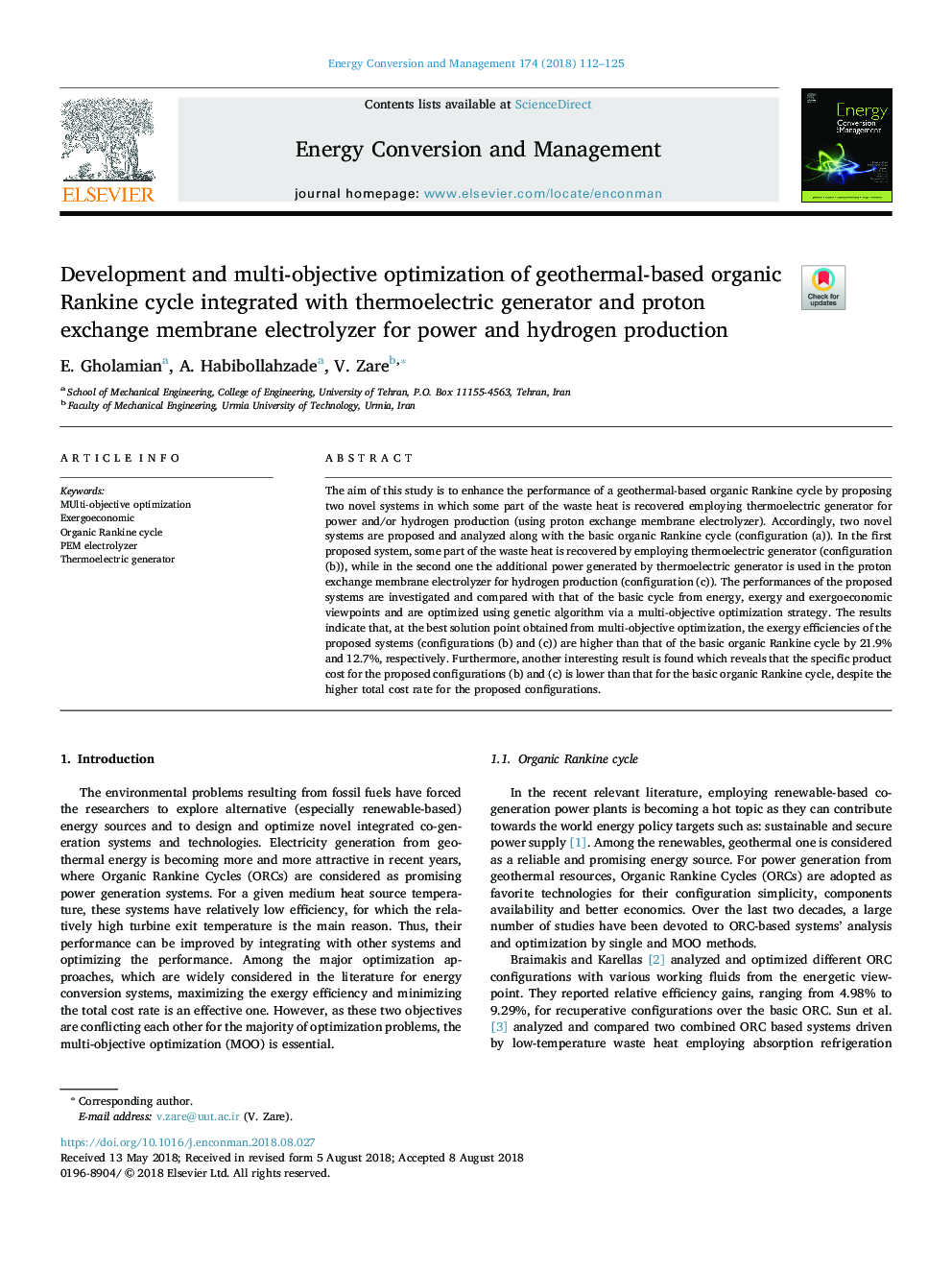 Development and multi-objective optimization of geothermal-based organic Rankine cycle integrated with thermoelectric generator and proton exchange membrane electrolyzer for power and hydrogen production